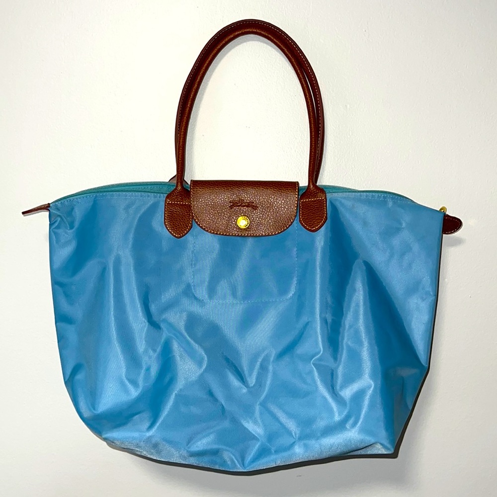 Longchamp Le Pilage Light Blue Medium Tote Bag